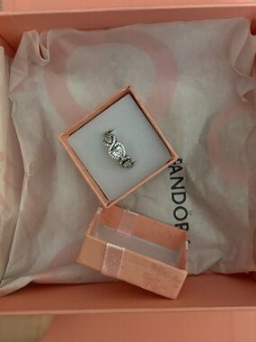 Pandora Halo Heart Trilogy Ring with packaging (Size 6)